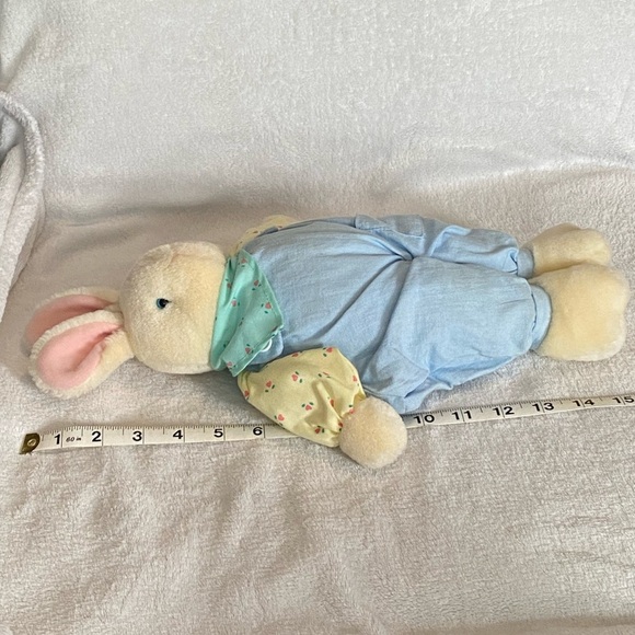 VTG Eden Bunny Rabbit Easter Plush Blue Romper Overalls Stuffed Toy 15” - Picture 8 of 13